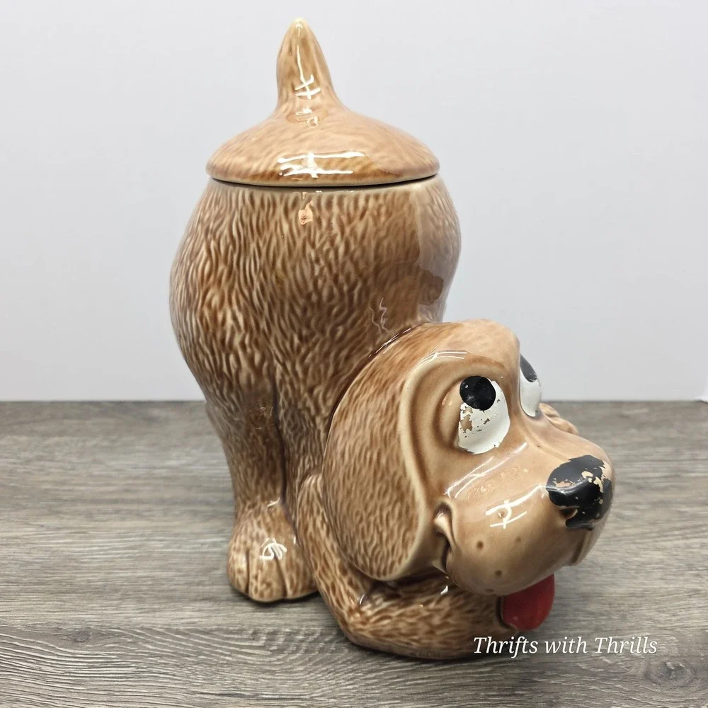 Vintage McCoy Brown Hound Dog Cookie Jar #0272 Canister